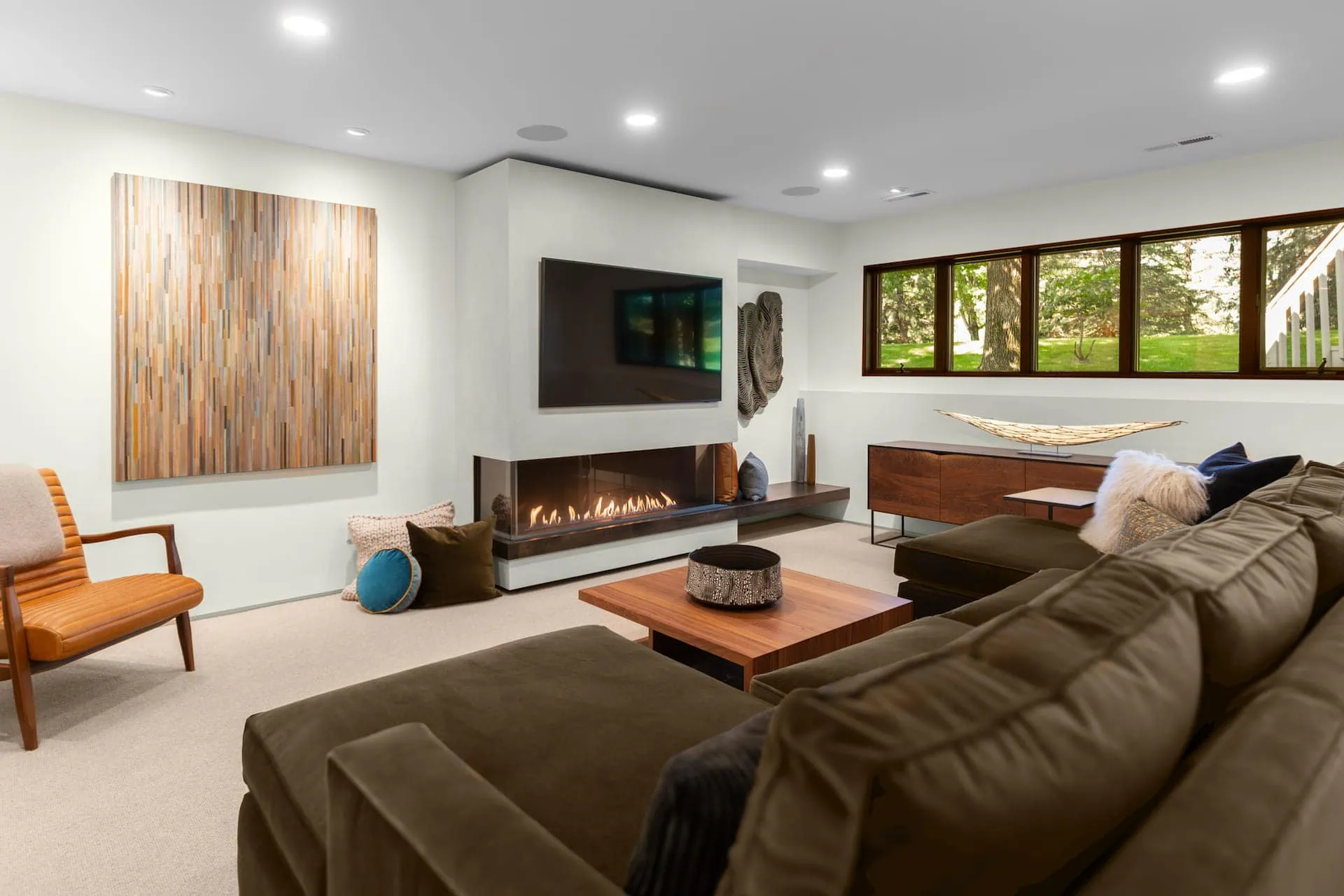 Custom plaster fireplace surround in Edina, MN