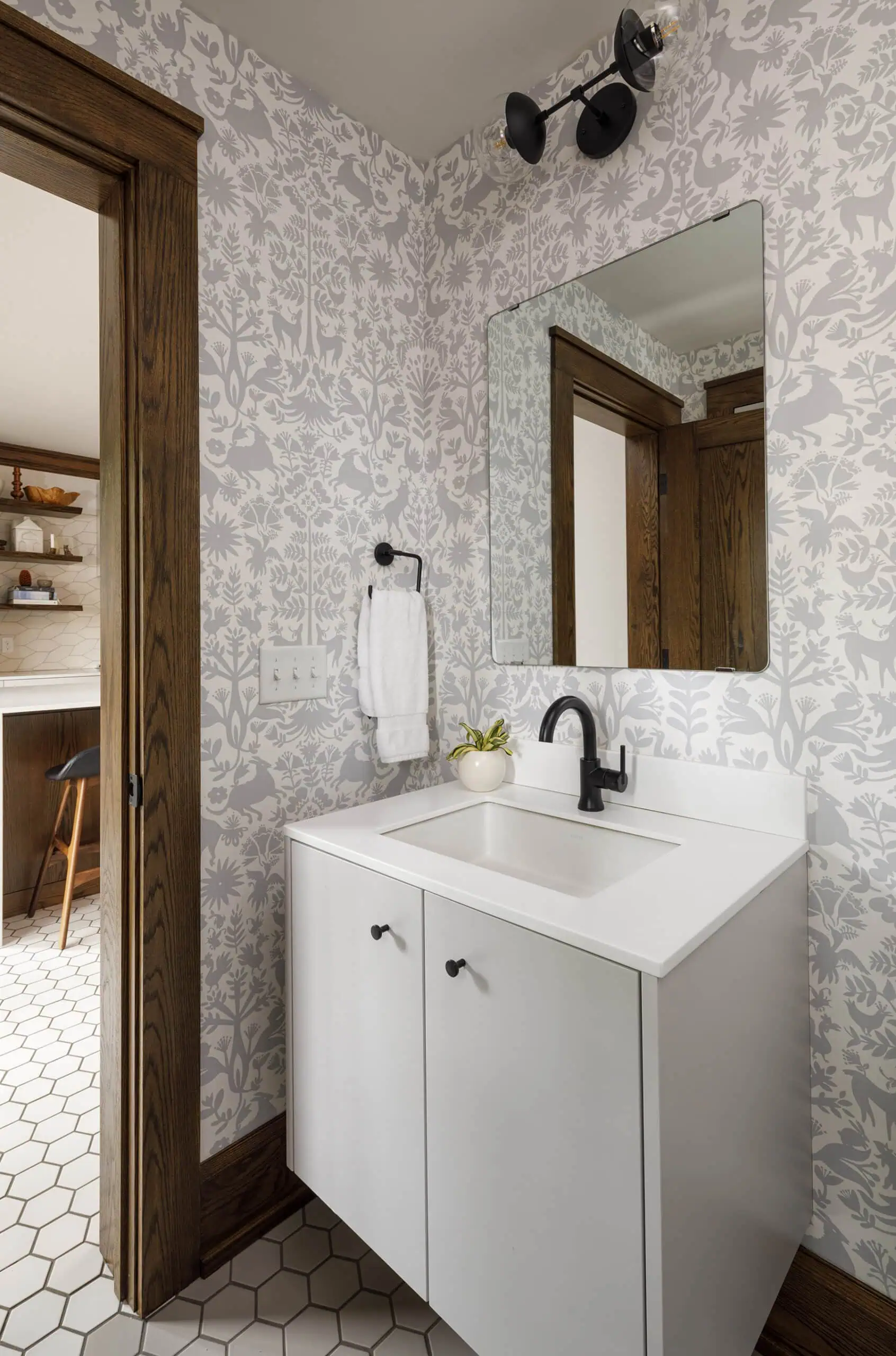 Wallpaper: The Accent Every Powder Room Desires 1 Neutral Intricate Powder Room Wallpaper