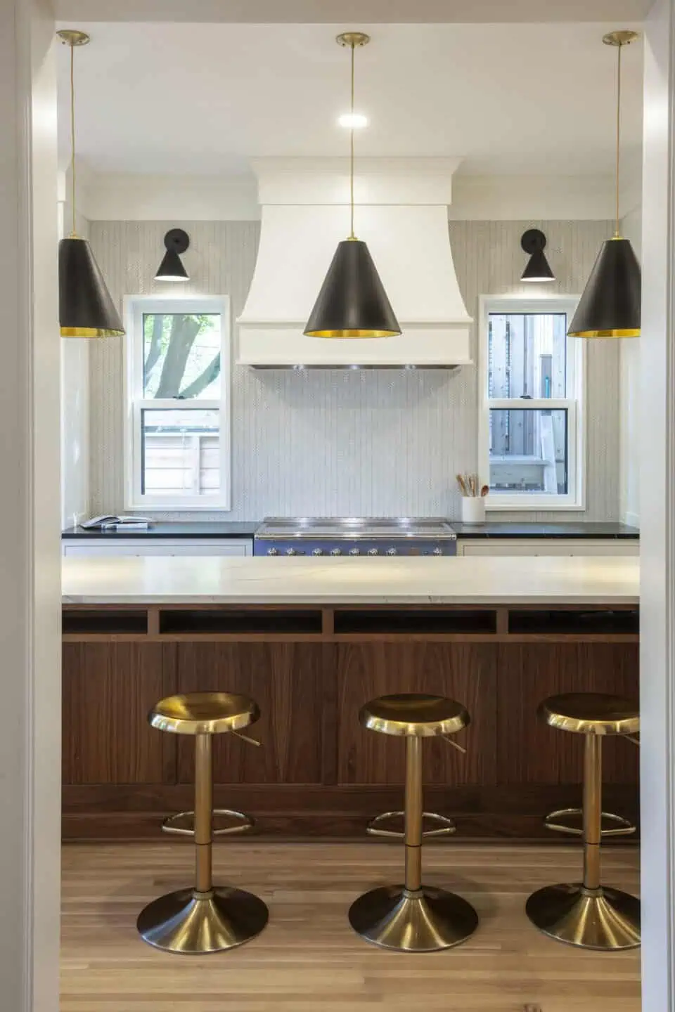 Remodeled kitchen bar with stools