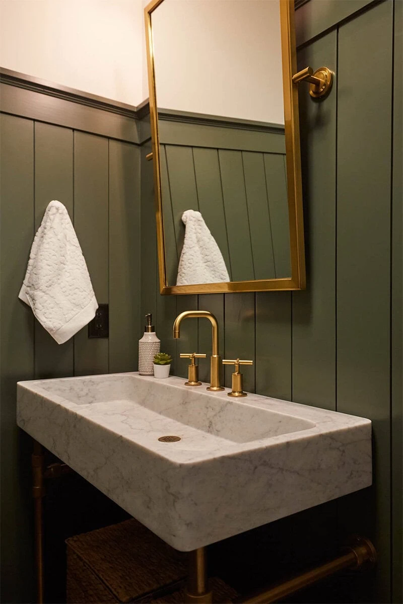 Wall Paneling in Powder Room
